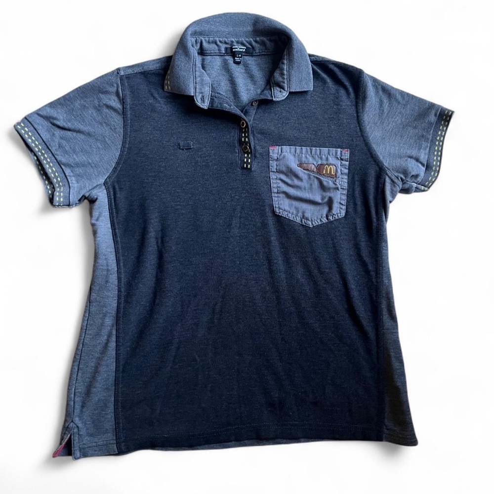 McDonald’s polo shirt work uniform collar blue gray woman’s size large w/pocket